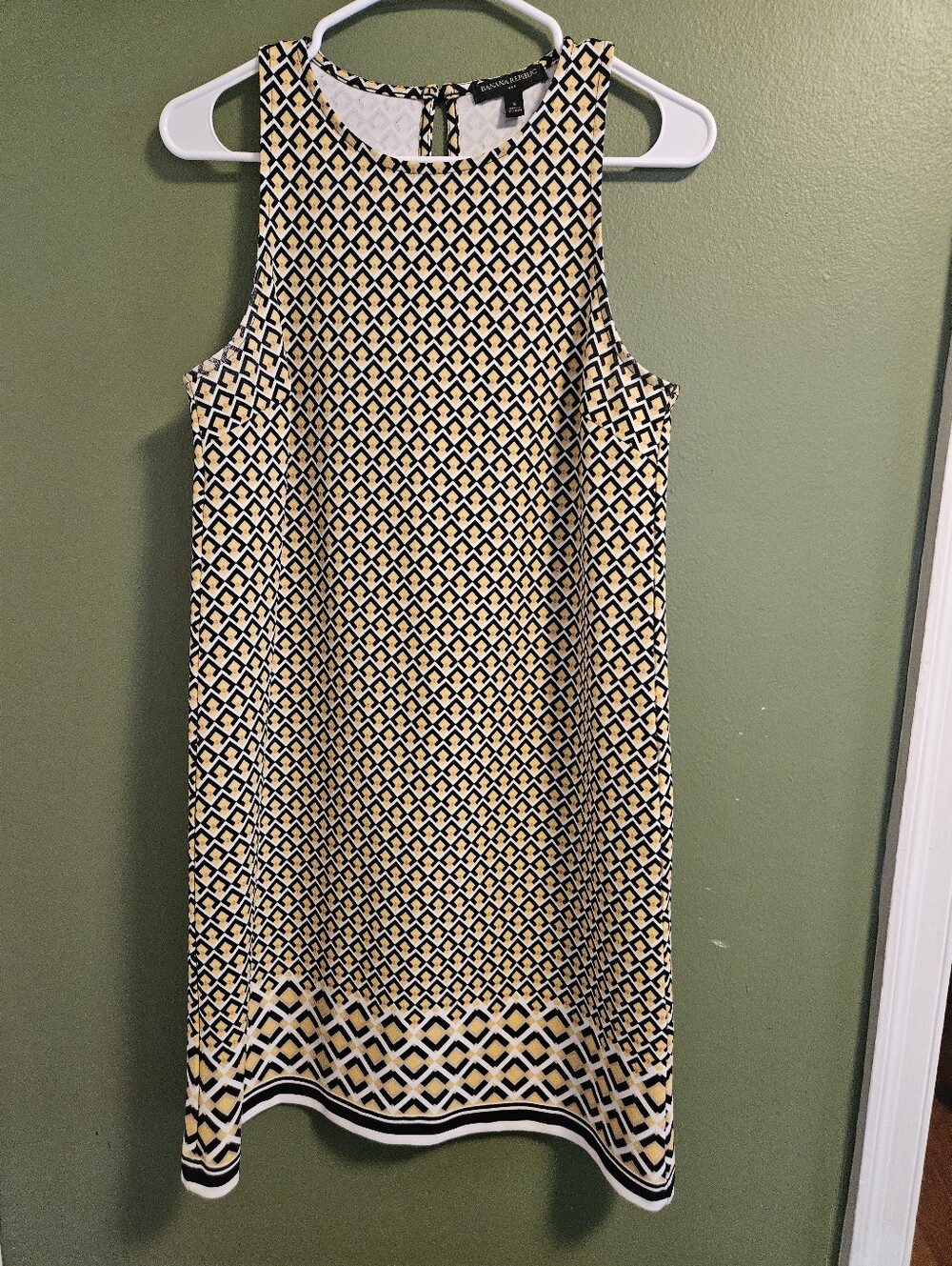 Banana Republic Yellow and Navy Geometric Mini Shift Dress Size S